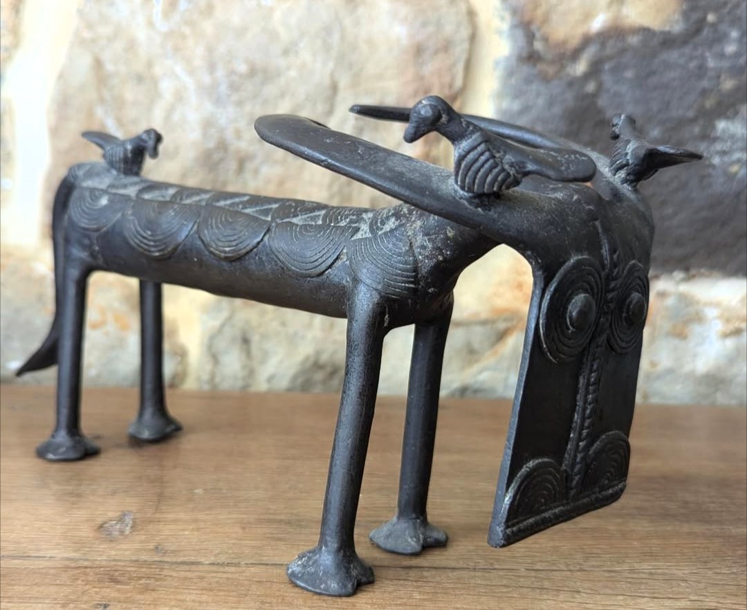 Ashanti Bronze (ghana). Buffalo And Oxpeckers.