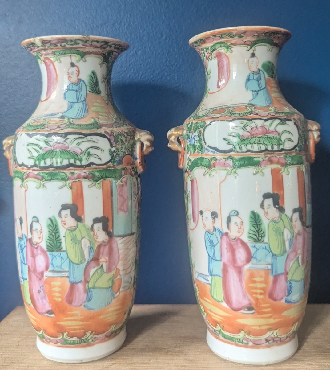 Pair Of Canton Vases