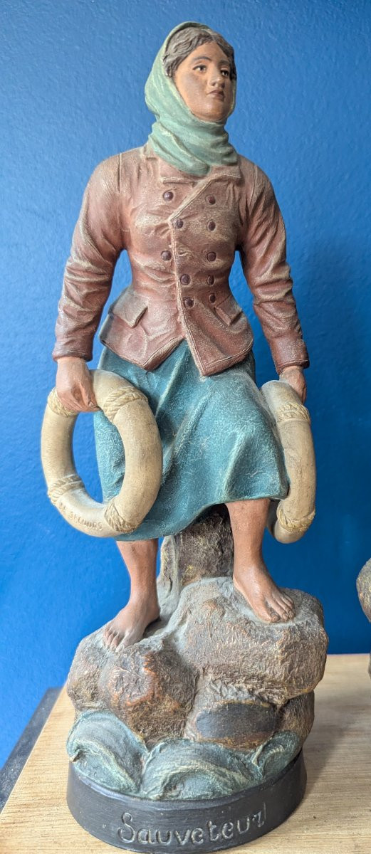  l'Isle Adam. Pair Of Terracotta Sculptures.-photo-4