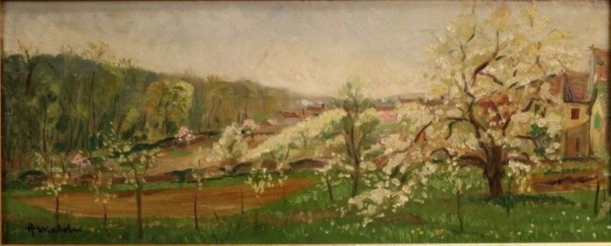 Albert Malet (1905.1986). Ecole de Rouen. Pommiers en fleurs.-photo-4