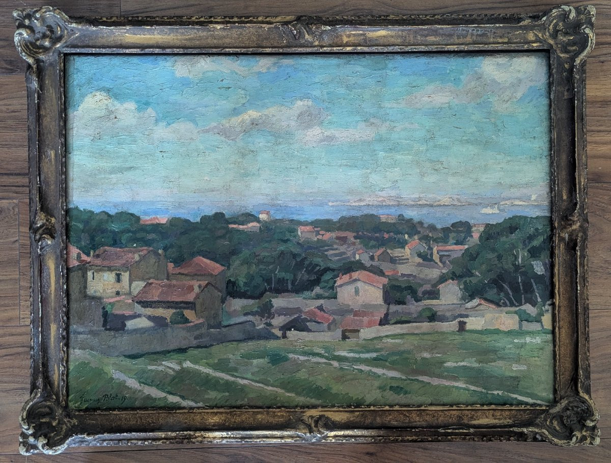 Vue de Marseille. Jacques Emile Blot. Huile sur toile.-photo-4