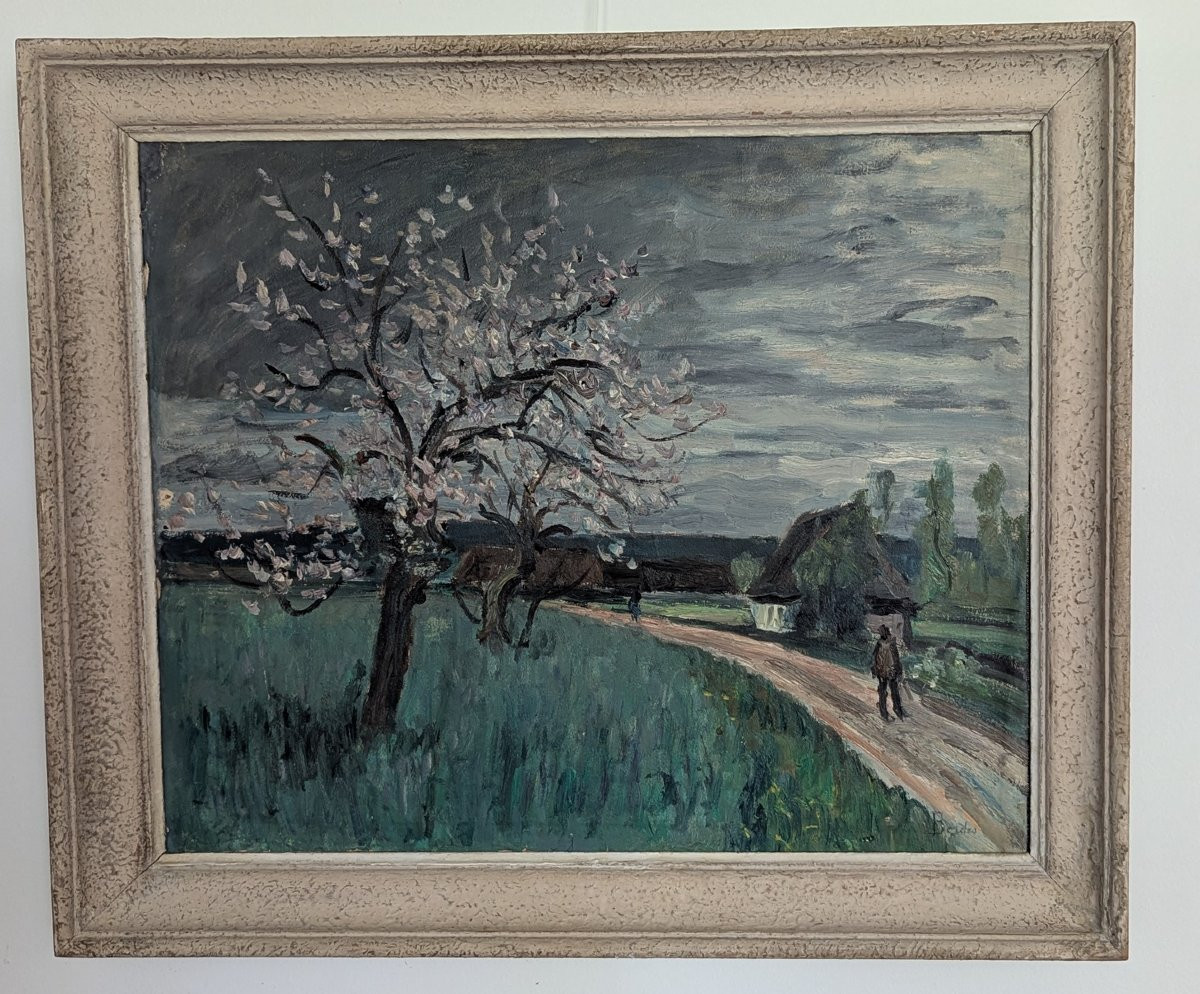 Apple Tree In Blossom. Leonard Bordes. Rouen School.-photo-3