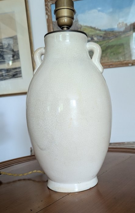 Art Deco Vase In Cracked Earthenware. Mounted As A Lamp.-photo-3