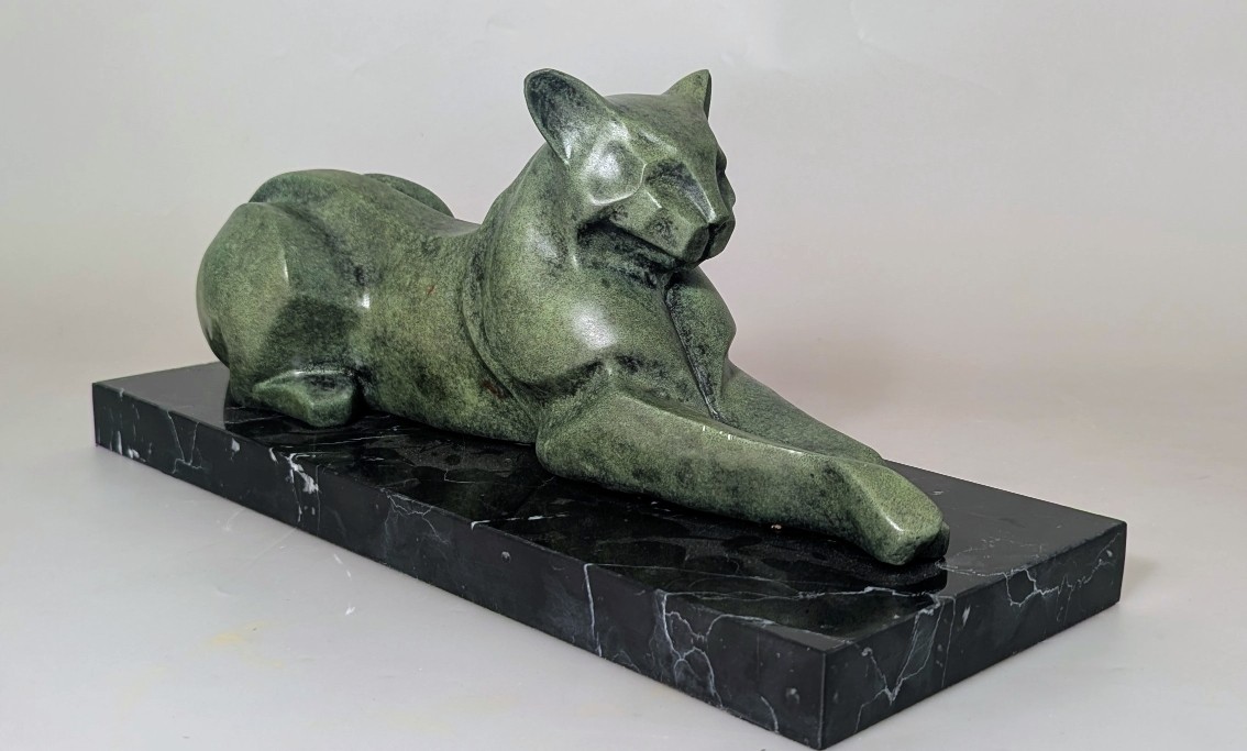 Milo Martin. Art Deco Bronze Feline.