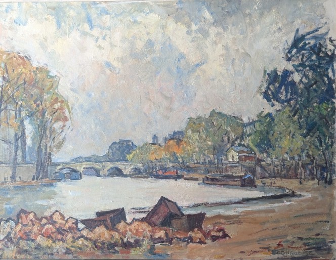 Le pont Marie. Maurice Fongueuse. 1950.
