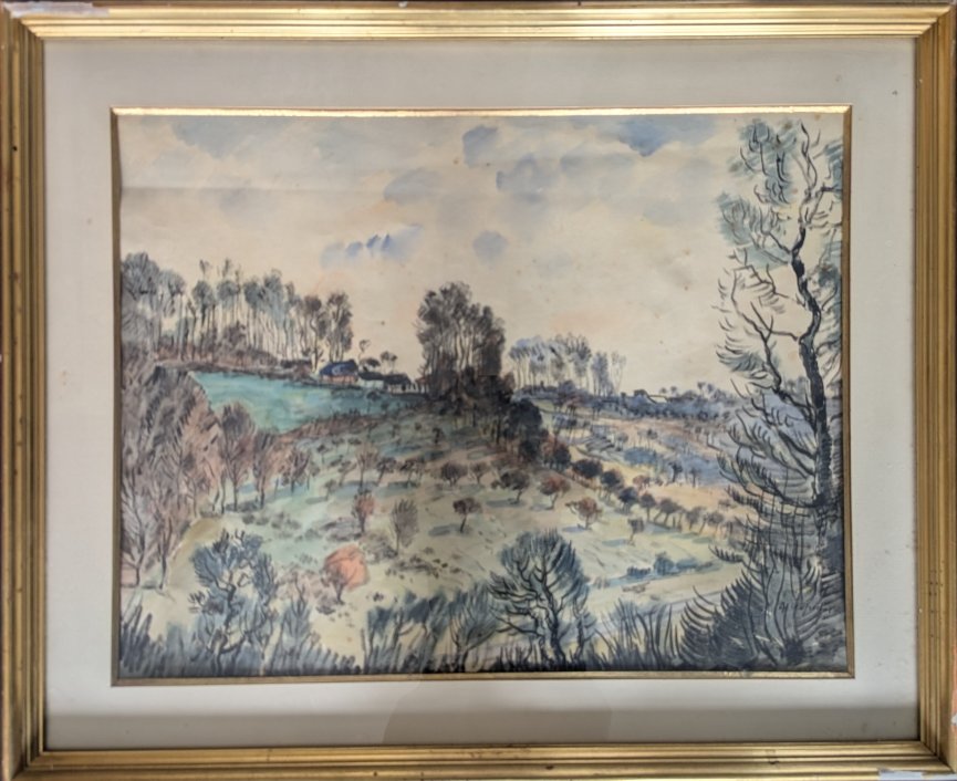 Albert Copieux. Landscape By Robertot Near Héricourt-en-caux. Gouache-photo-2