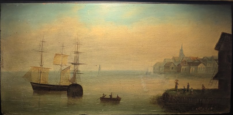 Vue de port. Ecole française 19 ème.-photo-3