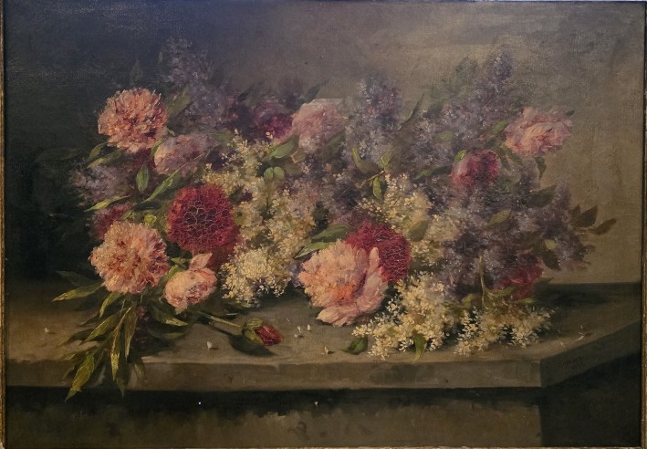 Bouquet de fleurs. Savarol . Grande huile sur toile. 1898-photo-4