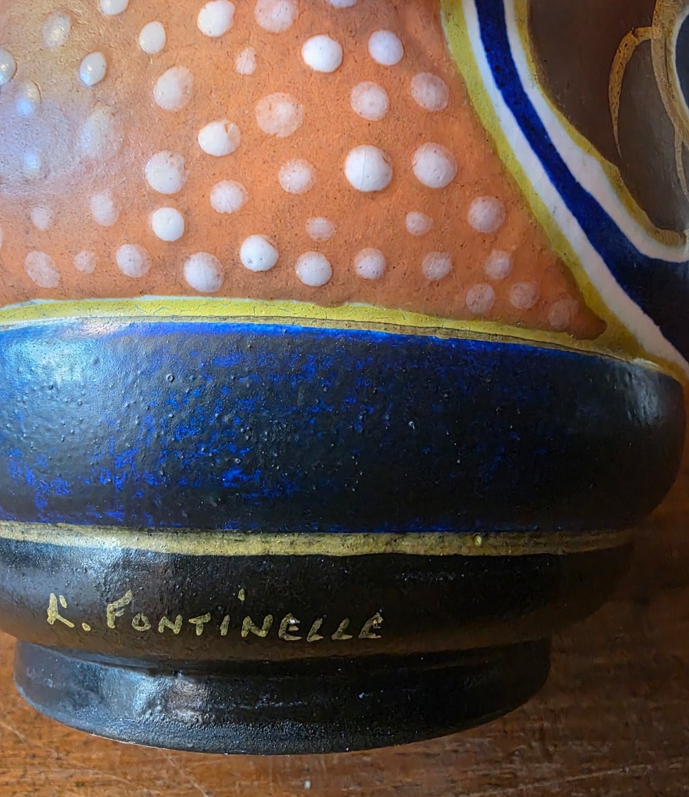 Vase Signed Fontinelle (1886-1964). -photo-3