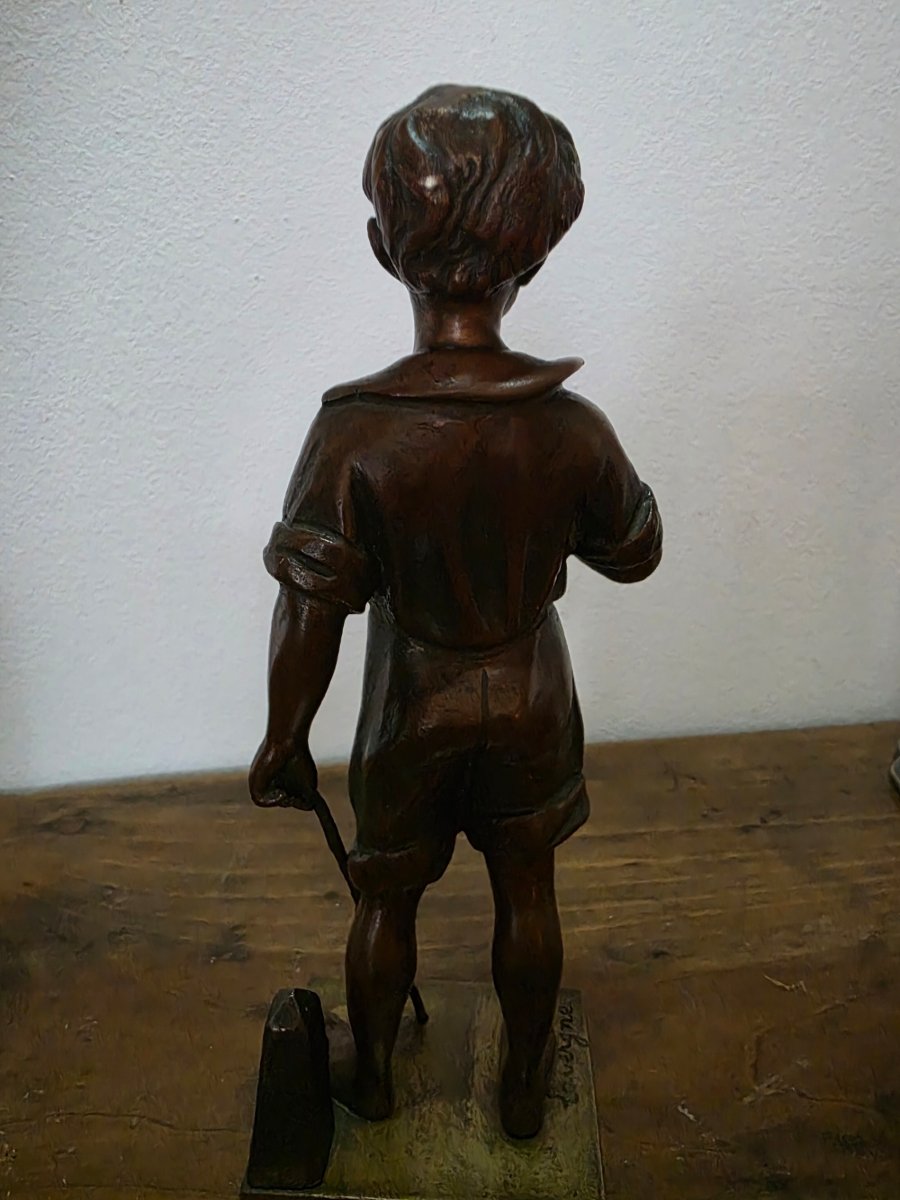 The Lizard Charmer. Adolphe Jean Lavergne (1863-1928). Bronze-photo-2