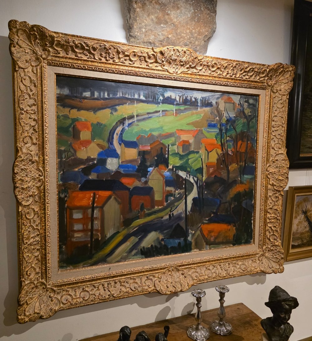 Rue Georges Mugnier à Bois Guillaume. Gaston Sébire. Huile sur toile.-photo-2