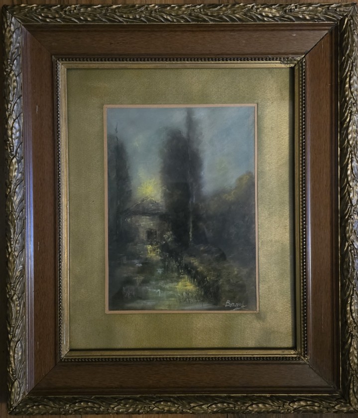 Léonard Bordes. Rouen School. Undergrowth Landscape. Pastel.