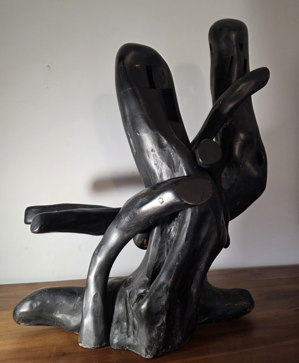 Alain Girelli. Large Sculpture In Juniper Wood.-photo-2