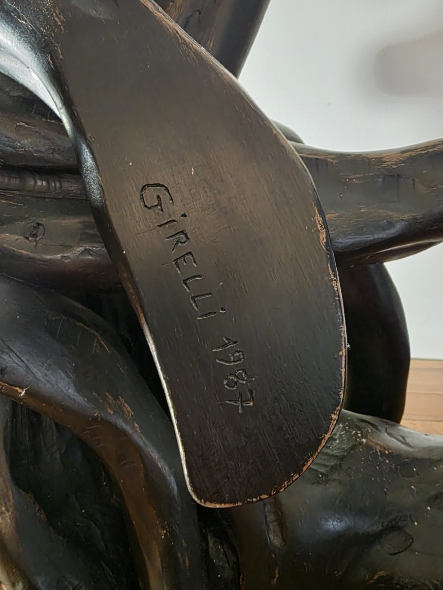 Alain Girelli. Large Sculpture In Juniper Wood.-photo-3