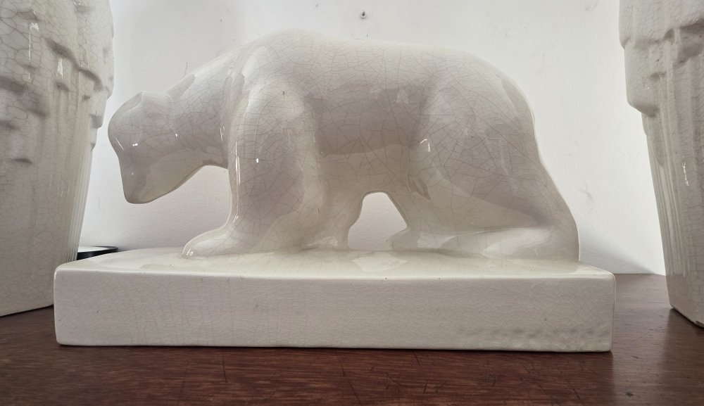 Geo Condé. Ours en faience craquelée. Art Déco.-photo-4