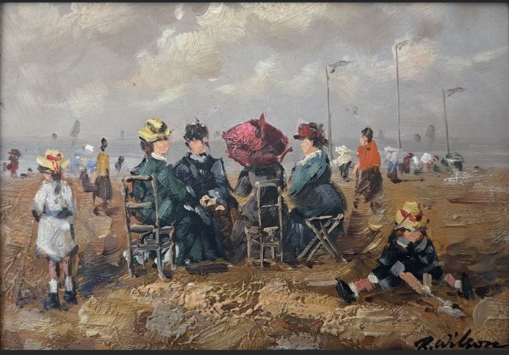 Beach Scenes. R. Wilson. Oils On Panel.-photo-3