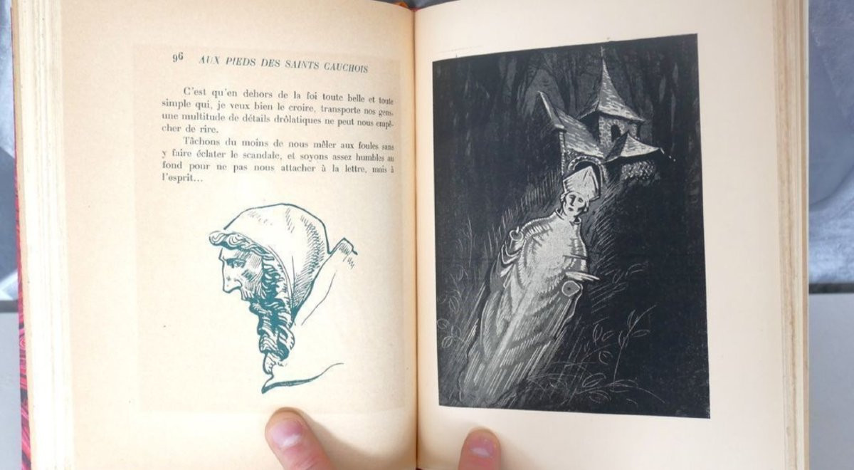Pierre Le Trividic. Gouache For The Work "at The Feet Of The Cauchois Saints". J. Le Povremoyne.-photo-2