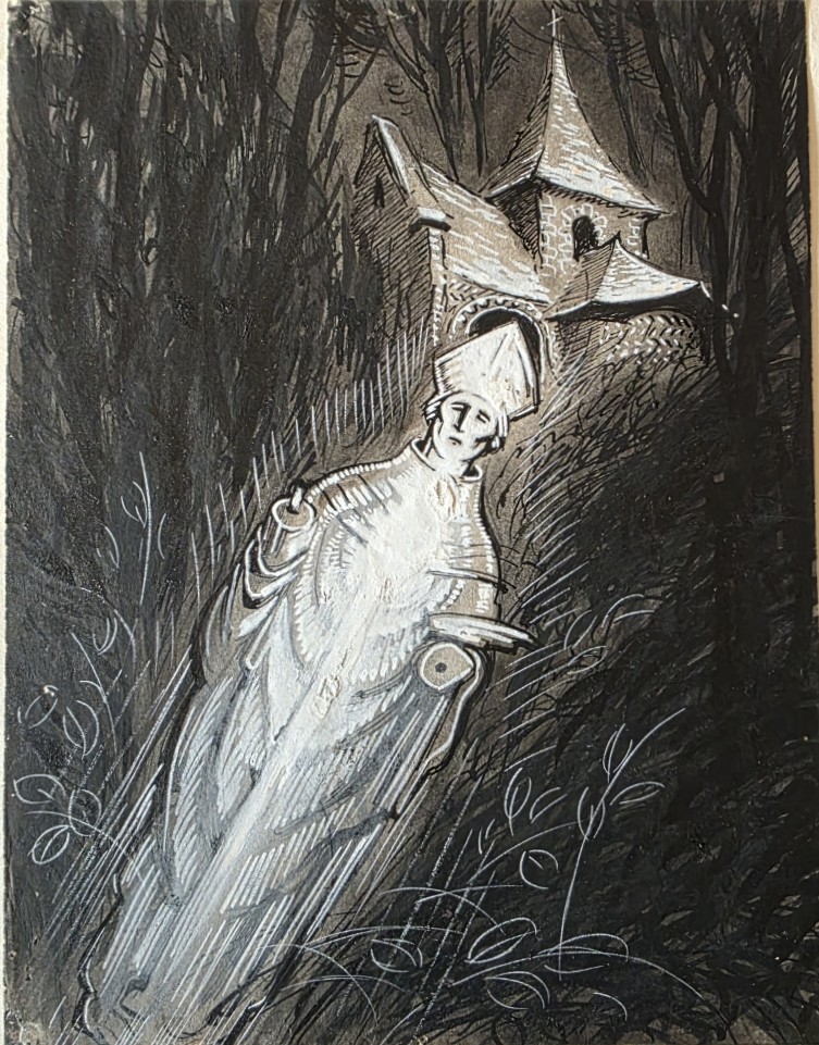 Pierre Le Trividic. Gouache For The Work "at The Feet Of The Cauchois Saints". J. Le Povremoyne.