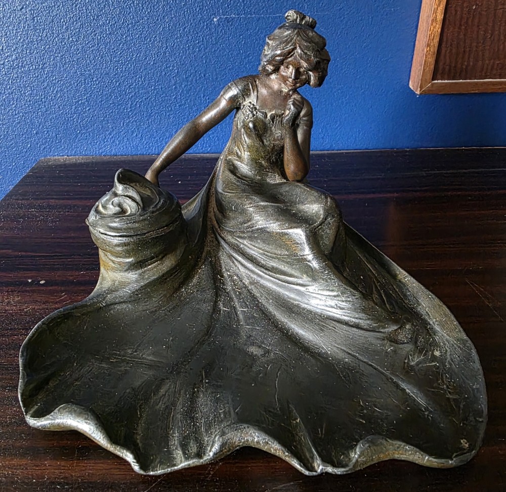 Art Nouveau Bronze Inkwell.
