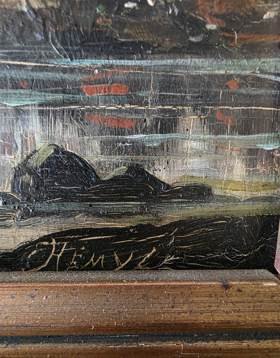 French School, 19th Century. Ships On The Coast. Oil On Panel-photo-3