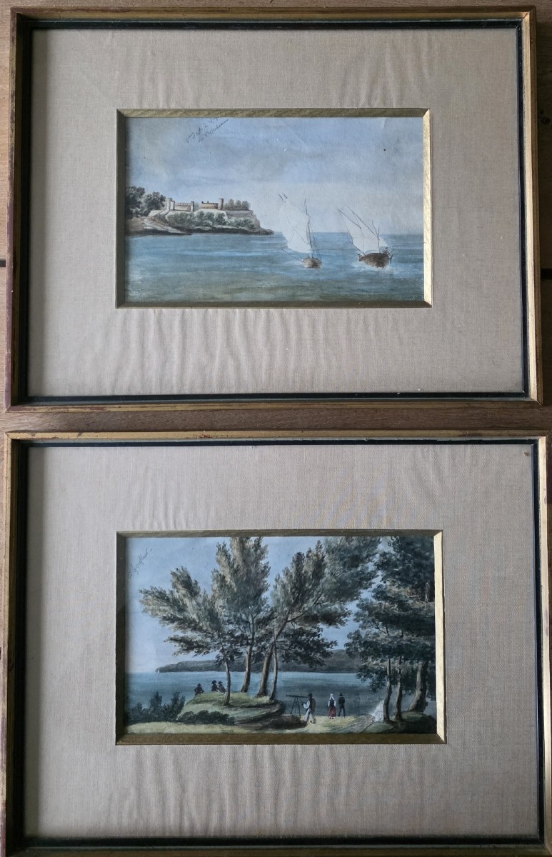 Gouaches 19 ème formant pendant