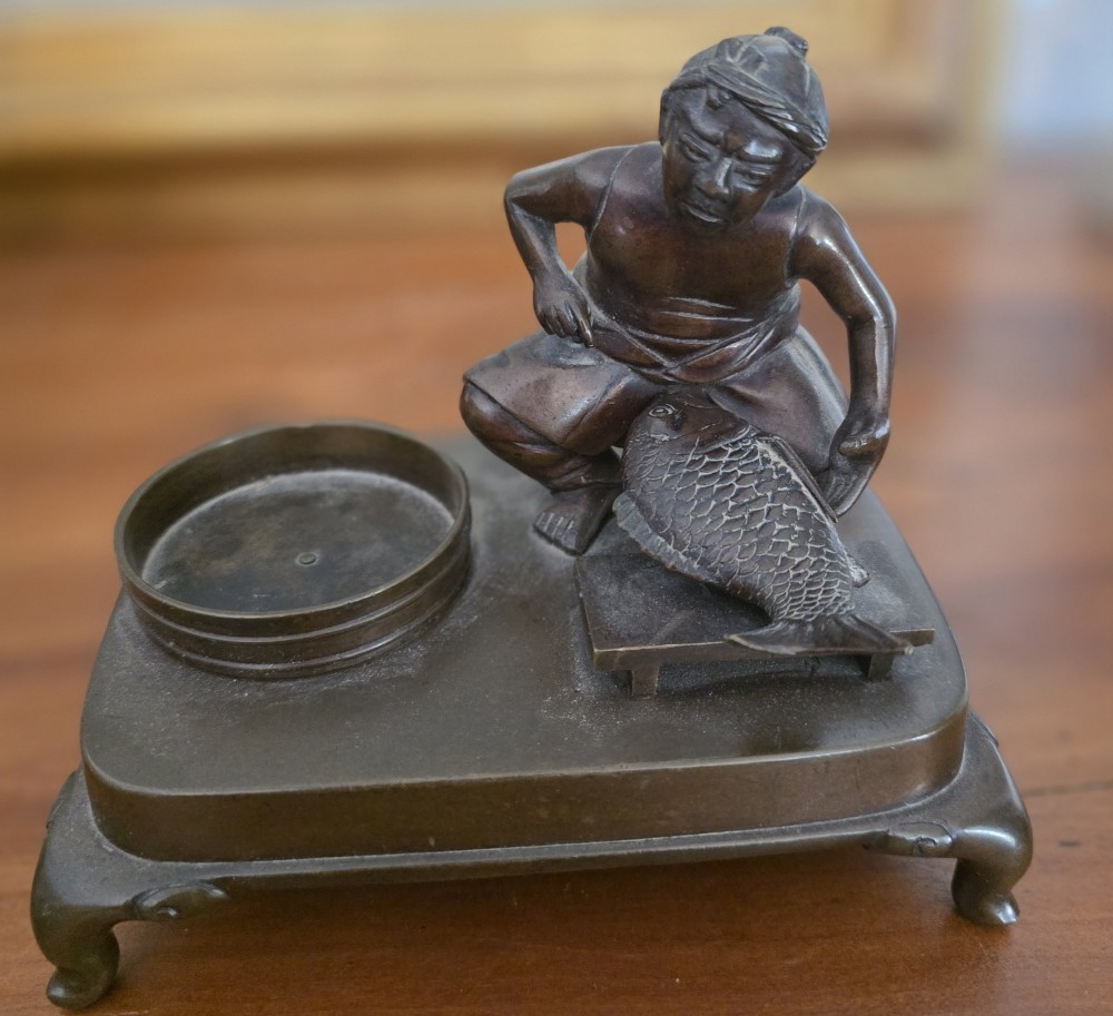 Bronze. Pêcheur. Japon 19 ème. Seimatsu