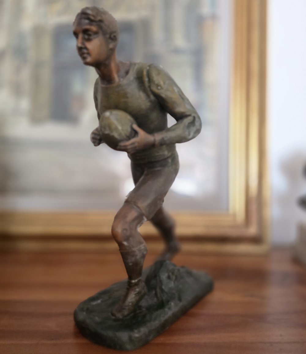 Rugbyman. Sculpture régule. H.Fugère.-photo-3