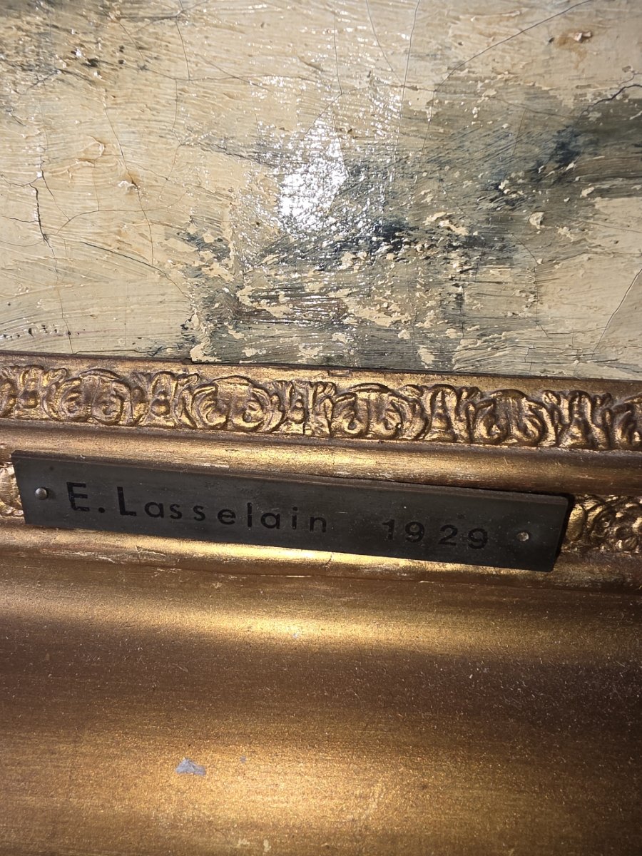 E.Lasselin. Le lapin agile. Montmartre.1929. Huile sur toile.-photo-3