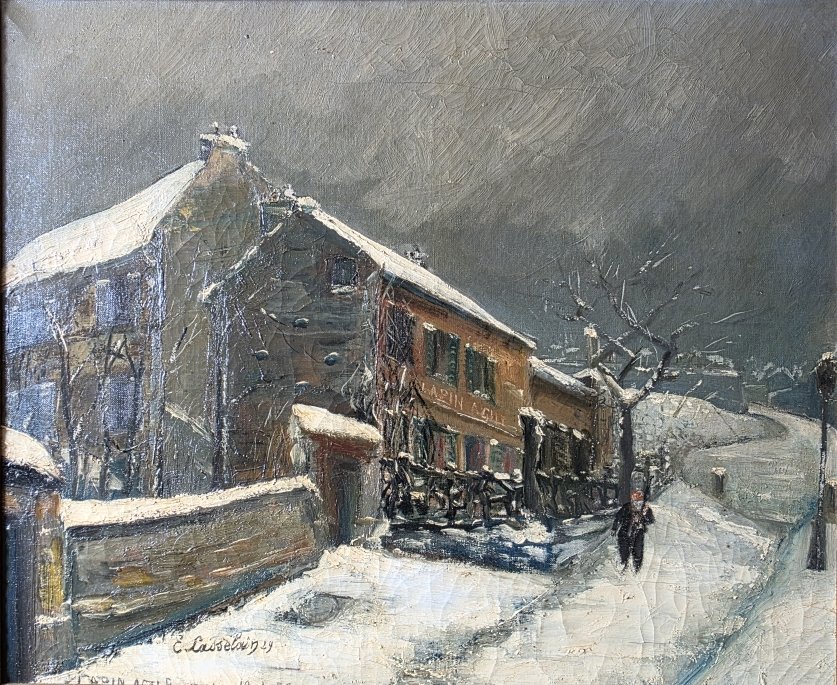 E.Lasselin. Le lapin agile. Montmartre.1929. Huile sur toile.-photo-4