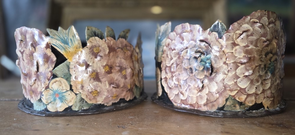 Pair Of Painted Sheet Metal Plant Pots