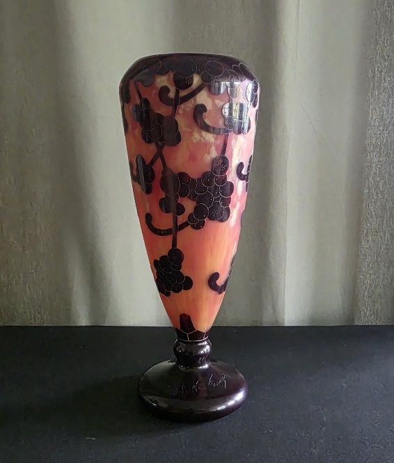Le Verre Francais. Vase modèle Perlière. 36 cm.-photo-2
