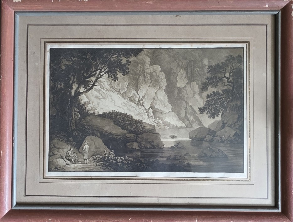 Animated Mountain Landscape. Swiss School Circa 1800. Aquatint.-photo-2