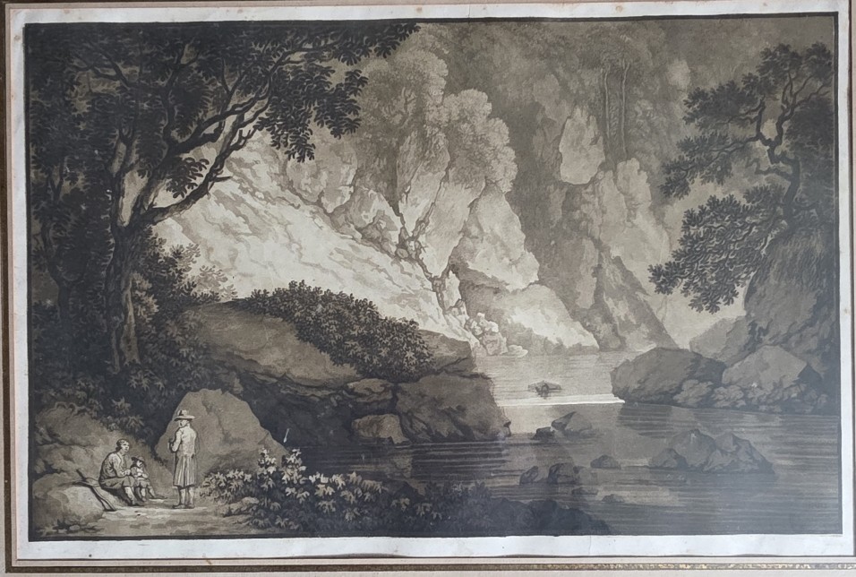 Animated Mountain Landscape. Swiss School Circa 1800. Aquatint.