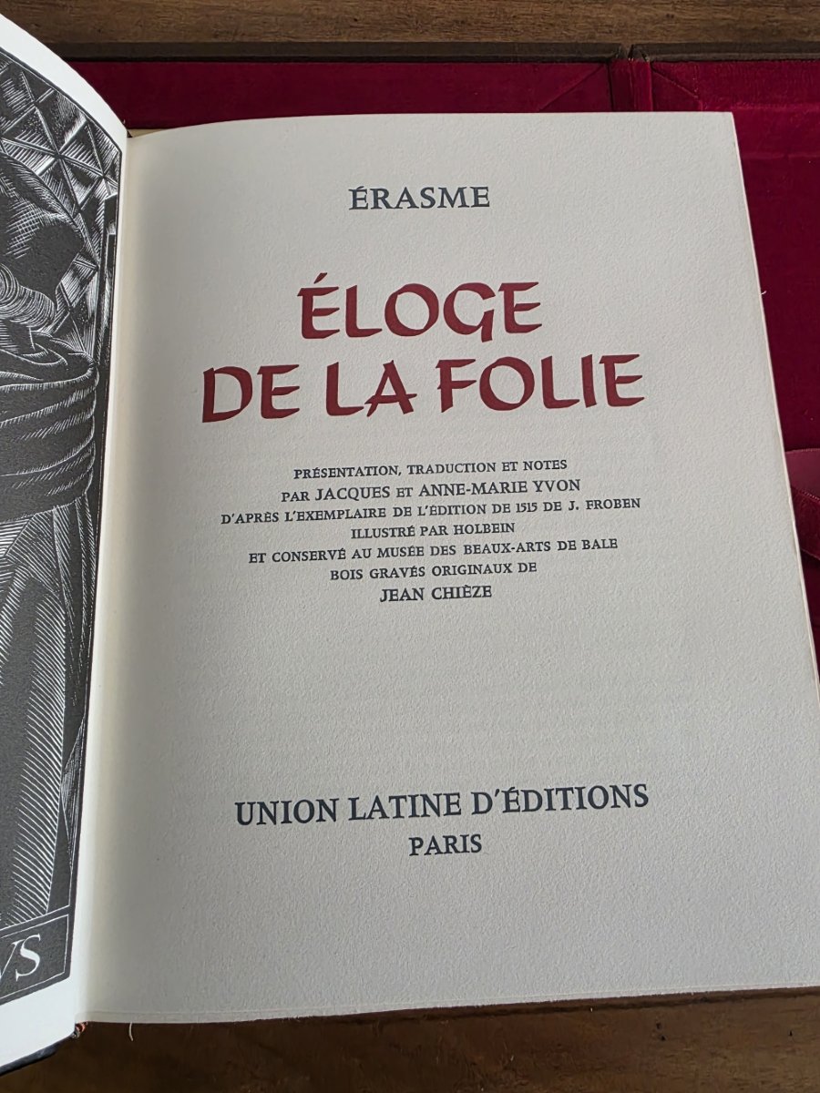 Erasme. Eloge de la folie. Union latine d'édition. 1967.-photo-2