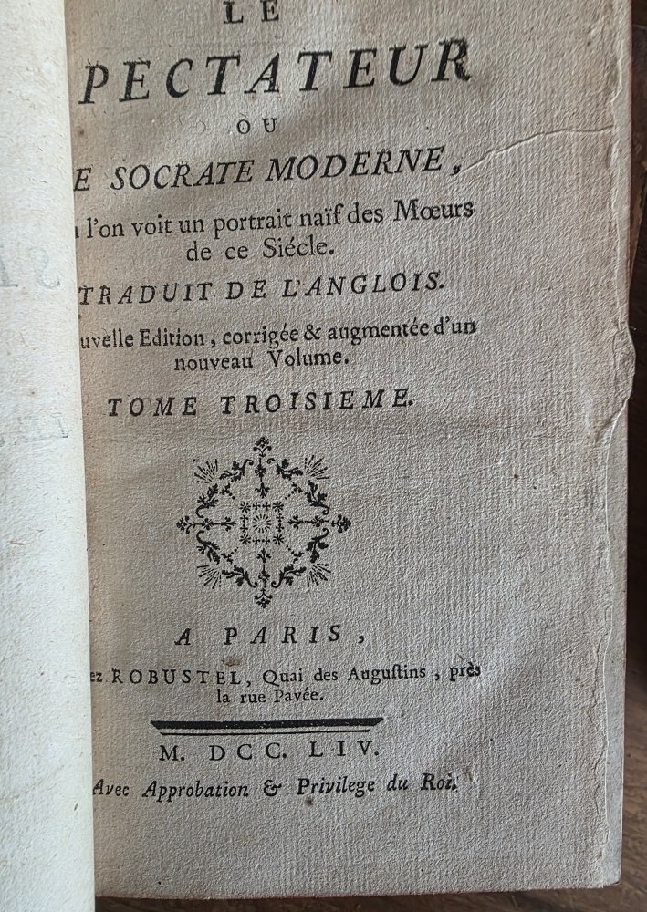 The Spectator Or The Modern Socrates. 1754. 1755. 8 Of 9 Volumes.-photo-3