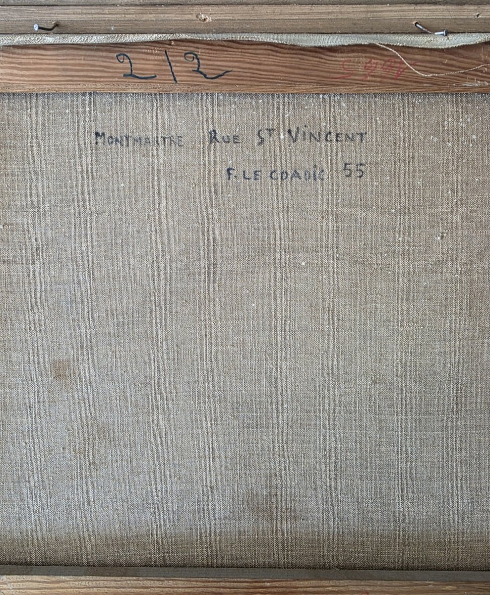 F Le Coadic. Rue St Vincent In Montmartre.1955. Oil On Canvas.-photo-2