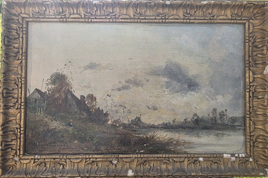Jean baptiste Charles Carbonneau. Paysage. Huile sur toile.-photo-3
