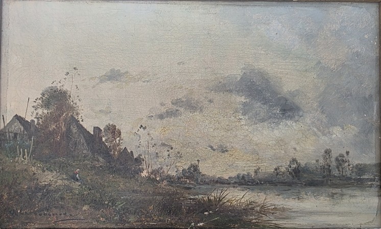 Jean baptiste Charles Carbonneau. Paysage. Huile sur toile.
