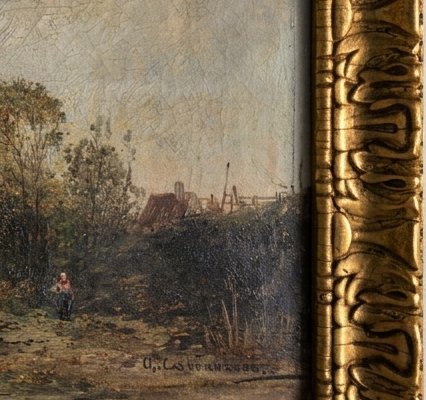 Jean Baptiste Charles Carbonneau. Paysage. Huile sur toile.-photo-2