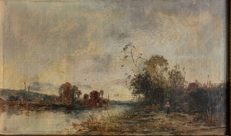 Jean Baptiste Charles Carbonneau. Paysage. Huile sur toile.