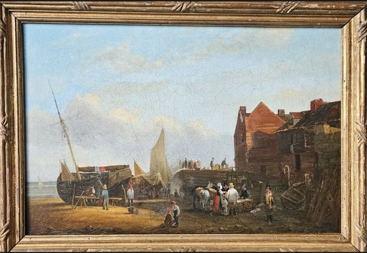 Dutch School Circa 1800. Return From Fishing. Oil On Canvas.-photo-4