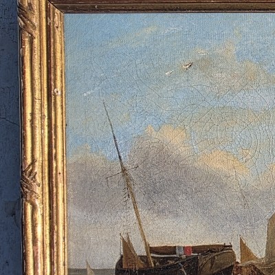 Dutch School Circa 1800. Return From Fishing. Oil On Canvas.-photo-1