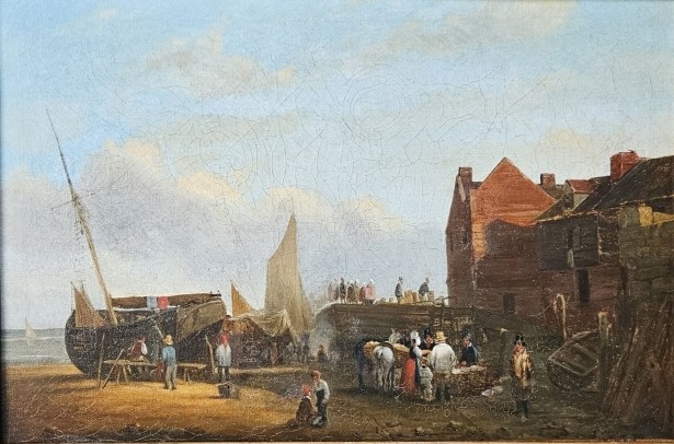 Dutch School Circa 1800. Return From Fishing. Oil On Canvas.