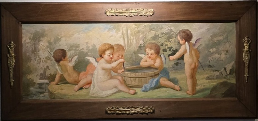 Scene Of Cherubs. French School. Oil On Canvas.