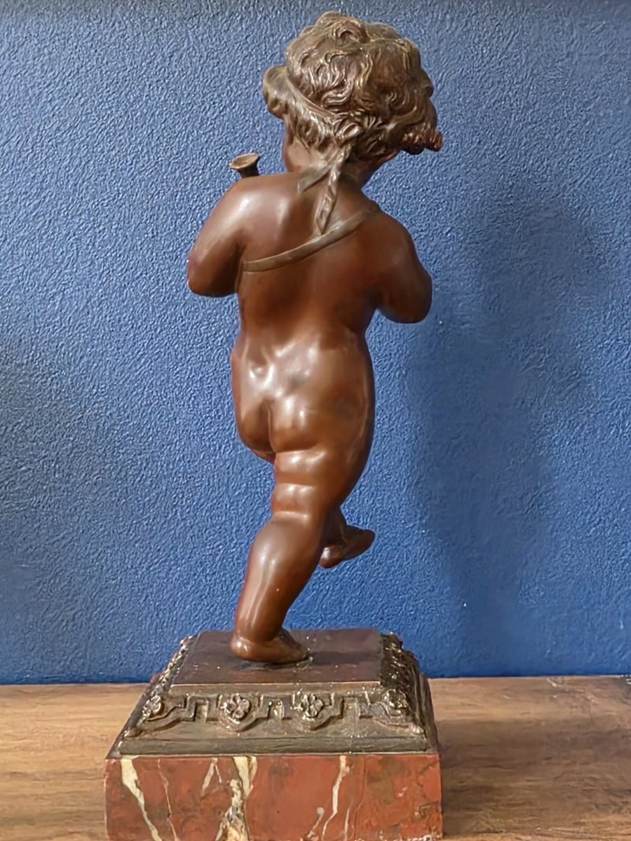 Etienne Henry Dumaige. Angelot Musisien. Bronze.-photo-2