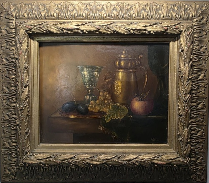 Still Life With Brass Objects. Oil On Panel.-photo-2