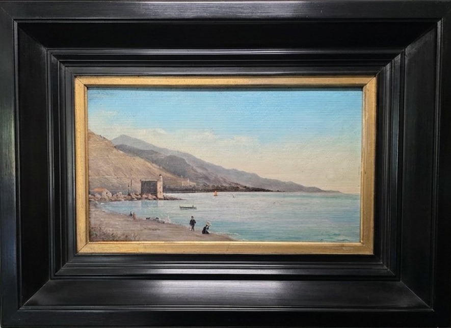 View Of The Beach At Menton. Paul Dupont. 1880.-photo-2