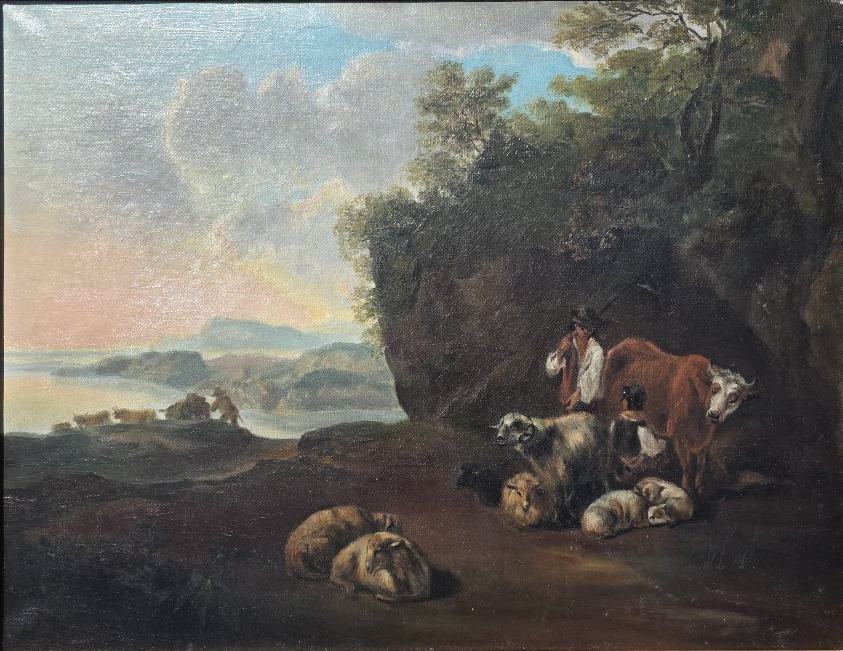 Ecole Hollandaise. 19 ème. Berger et son troupeau.-photo-3