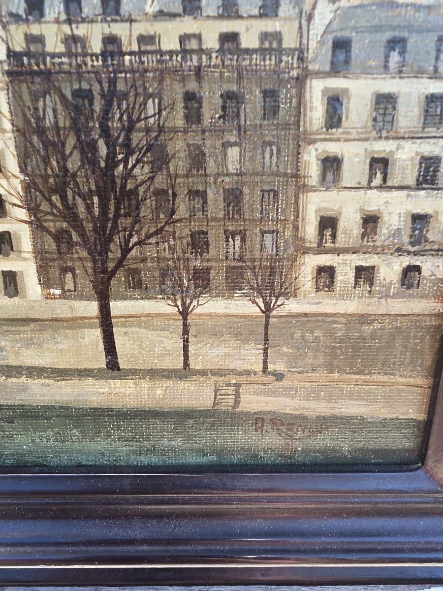 Le quai d'Orléans. André Renoux. Hule sur toile. 1965.-photo-3