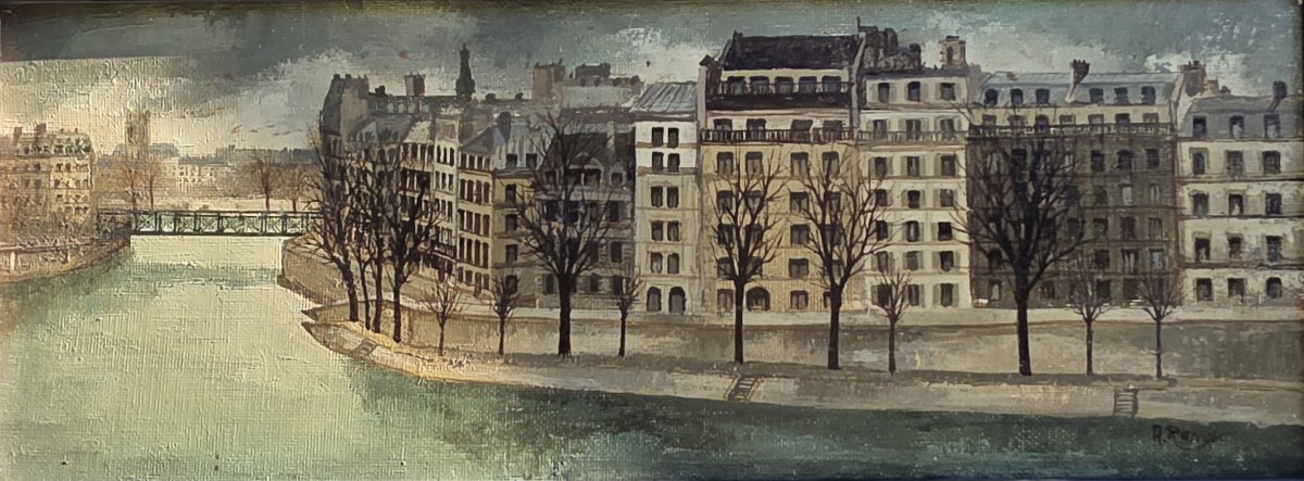 Le quai d'Orléans. André Renoux. Hule sur toile. 1965.